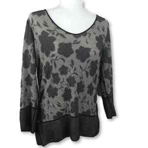 Armani Collezioni Deanna Spa Floral Top Blouse Viscose Black & Gray Plus Size 14